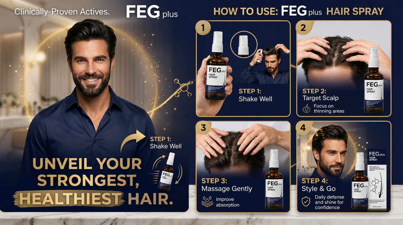 FEG Plus Hair Growth Spray – Anti Hair Fall & Thicker Hair (50ml)