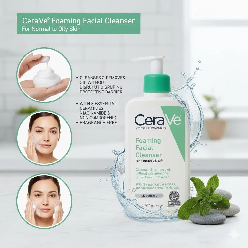 CeraVe Foaming Facial Cleanser – Normal to Oily Skin (237ml)