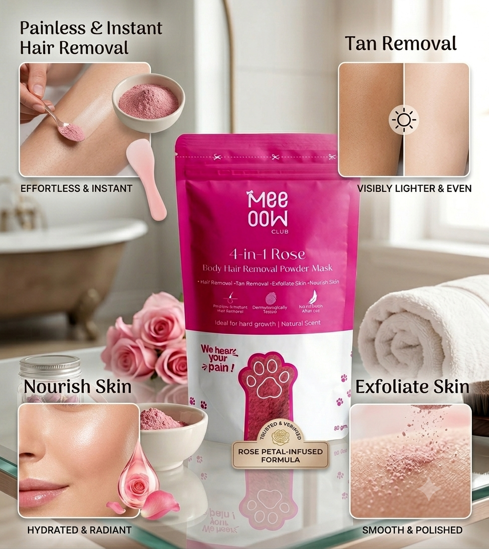 MEEOOW CLUB 4-in-1 Rose Body Hair Removal Powder Mask